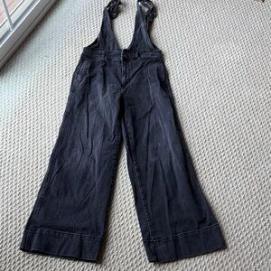 Free People Charcoal Denim Overalls